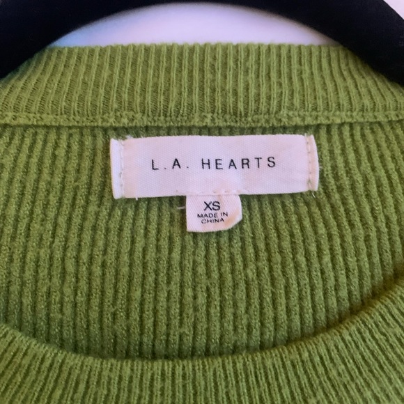 La Hearts Pacsun - X-Small Green Cropped Side Slit Sweater - Picture 5 of 5